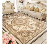 AUWUUA Luxury European Style Living Room Rug 150x250cm(5×8.2ft) Traditional Oriental Medallion Ultra-thin Washable Non-Slip Floor Mat Carpet for Entryway Bedroom Kitchen Dining Room Office