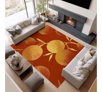 AUWUUA Minimalism Orange Gold Foil Washable Area Rug 250x365cm(8.2×12ft) Modern Abstract Fruit Citrus Red Soft Non Slip Carpet for Bedroom Living Room Home Decor