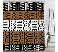 AUWUUA Modern Abstract Brown Black White Geometric Print Shower Curtain 80x72in-203x183cm Boho African Mudcloth Bathroom Curtains, Minimalist Contemporary Ethnic Waterproof Fabric with Hooks