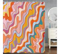 AUWUUA Modern Aesthetic Abstract Art 70s Wavy Swirl Shower Curtain 71x118in-180x300cm Colorful Retro Boho Groovy Minimal Bathroom Decor Curtain, Polyester Fabric Waterproof Stall Bathtubs Curtains