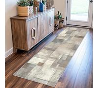 AUWUUA Modern Geometric Hallway Runner Rug 70x100cm(2.3x3.3ft) Grey Block Abstract Patchwork Rug, Washable Non-Slip Long Hallway Rugs for Kitchen Entrance Bedroom Living Room Office