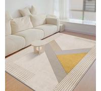 AUWUUA Modern Geometric Living Room Rug 90x120cm(3×4ft) Nordic Simple Lines Carpet for Bedroom, Ultra-Thin Soft Washable Non-Slip Floor Mat for Office Dining Room Kitchen Hallway