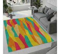 AUWUUA Multicolor Irregular Shapes Geometric Patterns Area Rug 180x200cm(6×6.6ft) Soft Anti-Slip Washable Bedroom Rugs, Modern Fashion Patchwork Large Carpet for Living Room, Dining Room, Kitchen