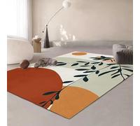 AUWUUA Nordic Boho Plant Leaves Living Room Area Rug 50x80cm(1.6×2.6ft) Modern Mid-Century Abstract Geometry Art Decor Carpet, Washable Non-Slip Floor Mat for Bedroom Hallway Entrance Door Mat