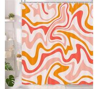 AUWUUA Orange Swirl Wave Stripes Shower Curtain 71x59in-180x150cm Abstract 70s Groovy Aesthetic Cute Modern Bathroom Decor, Pastel Vintage Waterproof Polyester Fabric Bathroom Accessories