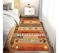 AUWUUA Orange Western Ethnic Tribal Runner Rug for Hallway 120x210cm(4×7ft) Rustic Washable Geometric Area Rug for Bedroom Living Room, Non-Slip Soft Low-Pile Floor Carpet for Kitchen Laundry