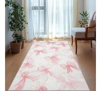 AUWUUA Pink Bow Runner Rug 120x170cm(4×5.6ft) for Girls Room, Cute Non Slip Washable Bow Rugs for Entryway, Hallway, Kitchen, Bedroom, Nursery, Kids Room, Bathroom Carpet Yoga Floor Mat