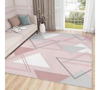 AUWUUA Pink Geometric Rug 140x230cm(4.6×7.5ft) Modern Washable Non-slip Carpet for Living Room, Bedroom, Dining Room, Kitchen, Doormat, Entrance, Office, Dorm Home Decor, Thin