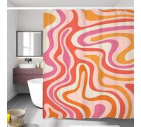 AUWUUA Pink Orange Modern Abstract Shower Curtain 71x59in-180x150cm 70s Retro Groovy Aesthetic Swirl Bathroom Decor Curtain, Fabric Waterproof Bathtubs Curtains for Shower Stall Closet Partitions