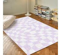 AUWUUA Purple Checkered Rug for Bedroom Living Room 60x180cm(2×6ft) Modern Funky Soft Low Pile Washable Non Slip Accent Rugs for Entry Kids Room Dorm Dining Room Nursery Classroom Door Mat