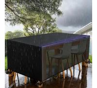 AUWUUA Rectangular Garden Table Covers 155x95x65cm/LxWxH Large Garden Furniture Covers Waterproof, Upgraded 420D Oxford Patio Outdoor Table and Chairs Cover, Rattan Sofa Cover, Black