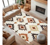 AUWUUA Southwestern Aztec Rugs for Living Room 120x180cm(4×6ft) Native American Indian Rugs for Entryway Bedroom, Boho Geometric Indoor Floor Carpet, Washable Non Slip Door Mat, Beige Brown