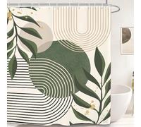 AUWUUA UIYIUI Sage Green Mid Century Abstract Shower Curtain 71x71in-180x180cm Boho Minimalist Plant Leaves Modern Geometric Arch Aesthetic Polyester Fabric Bathroom Curtain for Stall Bathtubs Decor