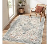 AUWUUA Vintage Boho Washable Area Rug for Entrance 50x80cm(1.6×2.6ft) Ultra-Thin Soft Low Pile Non Slip Accent Floor Carpet for Bedroom, Office, Dining Room, Bathroom, Laundry