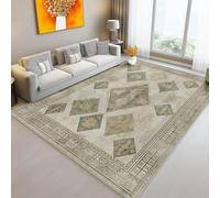 AUWUUA Vintage Geometric Area Rugs 180x240cm(6×8ft) for Bedroom Gray Brown Simple Distressed Washable Non Slip Rug for Living Room, Thin Soft Low Pile Carpet for Kitchen Dining Room Office