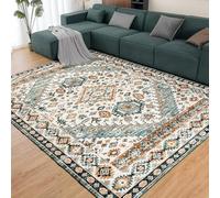 AUWUUA Washable Boho Area Rugs for Kitchen Hallway 80x150cm(2.6×5ft) Vintage Floral Print Non Slip Soft Thin Low Pile Throw Carpet for Bedroom Dining Room Home Decor, Green