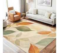 AUWUUA Washable Boho Leaf Area Rug 80x160cm(2.6×5.2ft) Modern Abstract Leaves Pattern Home Decor Carpet for Bedroom, Non Slip Runner Rug for Hallway Entryway Balcony Kitchen Floor Mat
