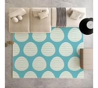 AUWUUA Washable Geometric Rugs 250x250cm(8.2×8.2ft) Bule Modern Abstract Non Slip Floor Carpet, Ultra-Thin Soft Low-Pile Accent Large Rug for Living Room Bedroom Dining Room