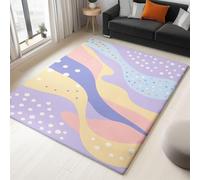 AUWUUA Washable Wavy Stripes Dots Print Area Rug for Living Room 240x330cm(8×11ft) Purple Abstract Non Slip Modern Geometric Indoor Floor Mat Carpet for Bedroom Kids Room Office Nursery Home Decor