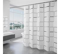 AUWUUA White Square Plaid Shower Curtain Liner 35x63in/90x160cm Elegance Minimalist Modern Serene Bathroom Décor, Machine Washable Waterproof Fabric Bathroom Curtain for Shower Stall, Bathtubs