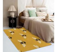 AUWUUA Yellow Bee Rug 120x180cm(4×6ft) Washable Non-Slip Kids Play Mat, Cartoon Honeybee Rugs for Boys Girls Room Decor, Modern Soft Accent Floor Carpet for Bedroom Nursery Classroom Farmhouse