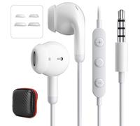 AUX 3.5mm Wired Earbuds with Mic & in-Line Volume Control Headphones, Crystal Clear Audio Noise Isolation Corded for 3.5mm Jack In-Ear Buds for iPhone, Samsung, Computer, Laptop, Kids, School Students