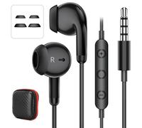 AUX 3.5mm Wired Earbuds with Mic & in-Line Volume Control Headphones, Crystal Clear Audio Noise Isolation Corded for 3.5mm Jack In-Ear Buds for iPhone, Samsung, Computer, Laptop, Kids, School Students
