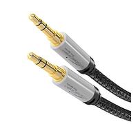 Aux cable - 1m - 3.5mm audio cable, designed in Germany with break-proof metal plug (headphone cable & aux cable for car/iPhone/laptop, jack to jack cable, aux to aux cable, nylon) - by CableDirect