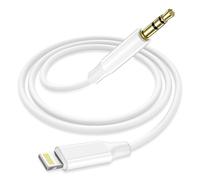Aux Cable for iPhone in Car, 1.2M 3.5mm Jack Aux to Lightning Cable for Car Stereo/Headphones/Speaker Compatible with iPad/iPhone 14/13/12/11/Pro Max/X/XR/XS/8 Plus, Aux Cord Support All iOS System