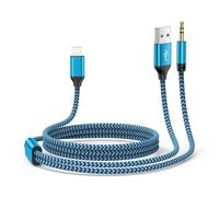 Aux Cable for iPhone in Car, 2 in 1 Lightning to 3.5mm Aux Cord and Charger Cable, Apple USB A ux Lead for Car for iPhone 14/14 Pro/14Pro Max/13/13 Pro/12/11/XR/X/8 for Stereo/Headphones/Speaker