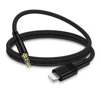 Aux Cable for iPhone in Car Aux Lead,Aux to Lightning Cable[MFi Certified] Stereo Lightning to 3.5mm Headphone Jack Lead Compatible with iPhone 14 Plus 13 Pro Max 12 11 i Pad Pro 11 Mini XS XR X 8(1M)
