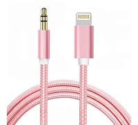 Aux Cord for iPhone, Lightning to 3.5mm Audio Nylon Braided Cable for iPhone 13 12 11 XS XR X 8 7 6 iPad iPod to Car/Home Stereo/Headphone/Speaker, Apple MFi Certified Headphone Jack Adapter (Pink)