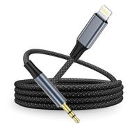 Aux to Lightning Cable 1M Nylon Braided, [Apple MFi Certified] Aux to iPhone Cable for Car Home Stereo/Speaker/Headphone, Lightning Adapter Compatible with iPhone 14/13/12/11 Pro Max/XS/XR/X/8/SE,iPad