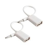 AUX to USB Adapter 3.5mm Male Aux Audio Jack Plug to USB 2.0 Female Converter Cord Converter Cable for Car White 2PACK by Oxsubor （CAR NEED DECODE FUNCTION）