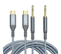 Aux to USB C for iPhone 15 16,Type C to 3.5mm Audio Jack Cable Extension Cord for Car Stereo,Headphone,Speakers Compatible with Samsung Galaxy S21 S20 Ultra Note iPad Pro, Huawei 1.2M 2 Pack
