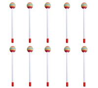 AUXBC 10Pcs 8.26” Lollipop Felt Drum Sticks, Soft Foam Head Timpani Mallets, Rainbow Plastic Drumsticks for Kids and Adults, Hand Percussion Musical Instrument Accessories
