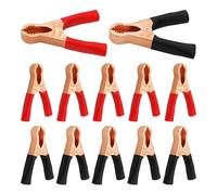 AUXBC 12PCS 50A Insulated Alligator Clips Heavy Duty, Metal Spring Loaded Battery Clamps Black Red Boot, Electrical Test Crocodile Clips for Car Truck Boat Automotive Vehicle