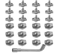 AUXBC 24Pcs M4 Stainless Steel Wire Rope Clips with Wrench, Simplex Single Bolt Cable Clamp for 1/6 Inch Wire Rope, Wire Cable Clip Set for Rigging Applications