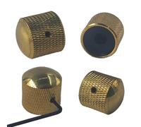 AUXBC 4Pcs 5.5mm Metal Guitar Control Knobs, Volume Tone Dome Knobs with Allen Keys for Fender Telecaster Gibson Les Paul Electric Guitar Bass, Guitar Speed Control Knobs Set, Gold