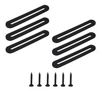 AUXBC 6PCS 110mm/4.33” Adjustable Flat Mending Plate with Slot, Black Stainless Steel Straight Brace Brackets, Flat Fixing Support for Wood Furniture DIY Repair Connector with Screws