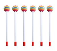 AUXBC 6Pcs 8.26” Lollipop Felt Drum Sticks, Soft Foam Head Timpani Mallets, Rainbow Plastic Drumsticks for Kids and Adults, Hand Percussion Musical Instrument Accessories