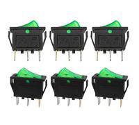 AUXBC 6Pcs Green Light Illuminated Rocker Switch, SPST On-Off Toggle Switch 3 Pin Snap-in, AC 250V 16A KCD3, Use for Car Boat Household Appliances Industrial Equipment