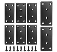 AUXBC 8PCS Black Stainless Steel Flat Mending Plates, 3.15" x 1.57" Straight Bracket Brace, Heavy Duty Metal Fixing Joining Plate for Furniture, Wood, Shelves, Fence