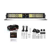 Auxbeam 22 Inch Led Light Bar 180W 22000LM 5D Pro Lens Off Road Driving Lights Spot Flood Combo Fog Light 10FT Wiring Harness Kit (Professional Grade Outdoor Lighting Source P8 LED)