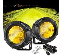 Auxbeam 3.5in 50W Round Led Offroad Light, 5000LM Amber Fog Light, Round Driving Light Pod with Wiring Harness Kit Yellow Spot Flood Combo for Jeep Vehicle Truck ATV SUV Motorcycle
