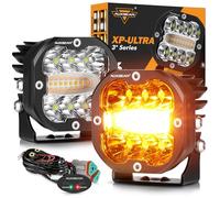 Auxbeam 3 Inch 96W Amber White LED Light Pods XP-Ultra Series 6 Modes Dual Color Fog Light Cube Spot Flood Combo Strobe Lights Driving Offroad Ditch Lights for Truck Jeep, Pair