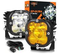 Auxbeam - 3 Inch LED Bulbs Amber White Fog Light Off Road XP-Ultra Series Flood Combo LED Offroad Lights 80W Auxiliary Light for Jeep ATV Wrangler Ford