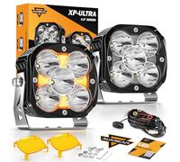 Auxbeam 4.5 Inch 128W LED Driving Pod Light, XP Ultra Series Spot Beam Offroad Pod with Amber DRL, Spotlights Cube Ditch Lights with Covers & DT Plug for Jeep Offroad ATV UTV, Pair