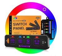 Auxbeam 4 Gang Slim Switch Panel RGB AS-R40 Toggle Momentary Pulse Dimmable Backlight Multi-Function Switch Panel with Memory Function 12-24V Truck Off-Road Car Marine Waterproof