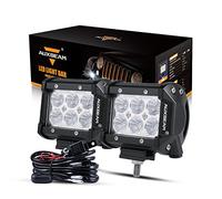 Auxbeam 4" LED Pods 18W LED Light Bar Flood Beam LED Off Road Driving Lights with Wiring Harness for SUV ATV UTV Trucks Pickup Jeep Lamp (Pack of 2)